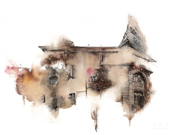 Korean female illustrator Sunga Park’s dripping architectural watercolor works