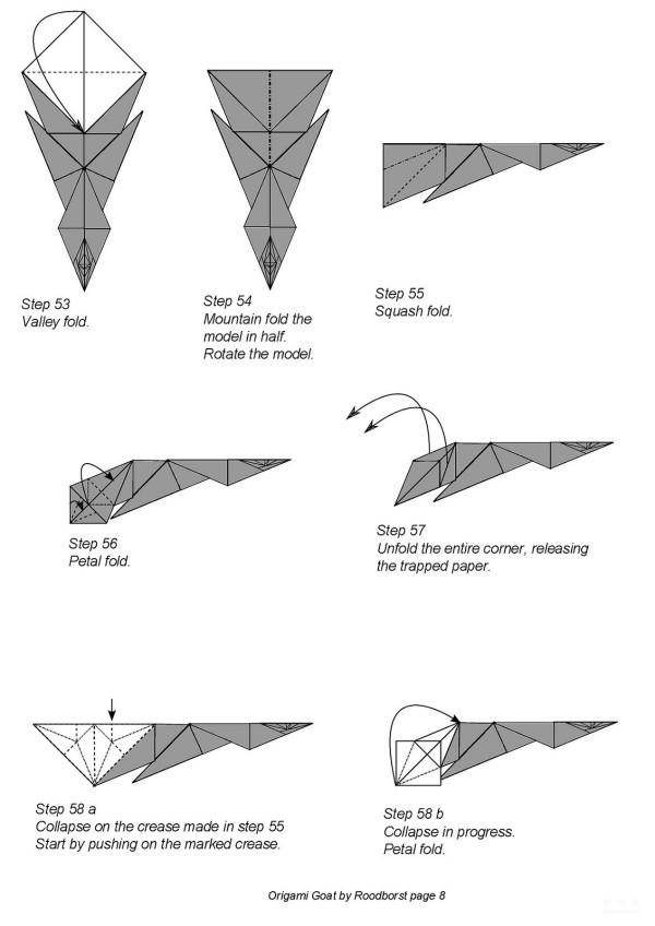 Paper craft hand-making tutorial, Root Borst animal origami goat hand-made origami drawing tutorial