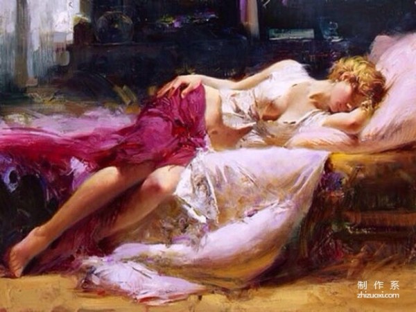 Sleeping beauty in oil painting