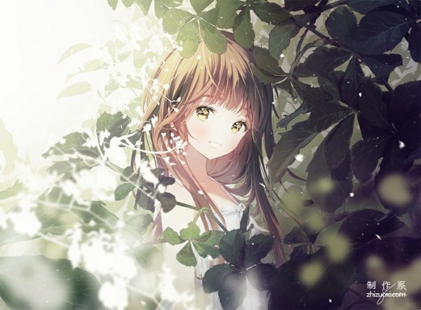 HD illustration of a shy and sweet 2D girl