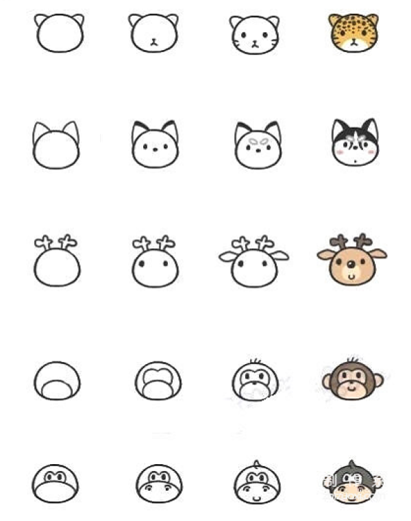 Learn to draw simple drawings of super cute animals