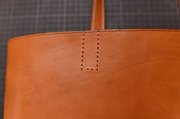 DIY hand-stitched Italian leather tote bag