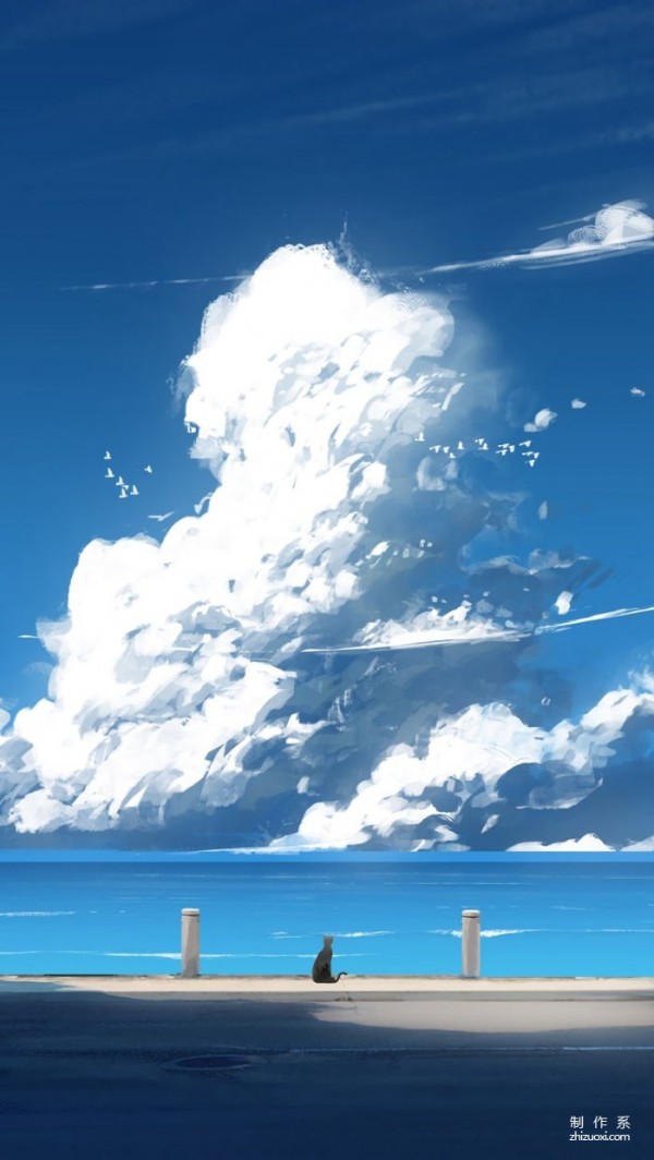 Super beautiful two-dimensional illustration of summer sky