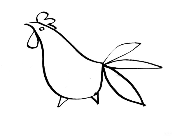 Learn to draw simple drawings, long-tailed chicken