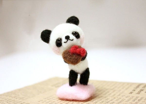 DIY handmade wool felt cute panda expression packs for festivals, birthdays and lucky days