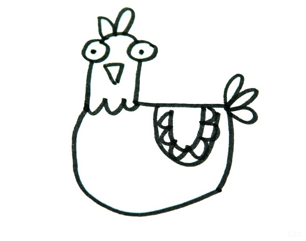 Learn to draw simple strokes, tutorial on how to draw a little rooster