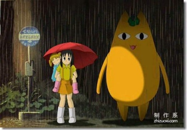 After Totoro waited for the train in the rain, they all came too