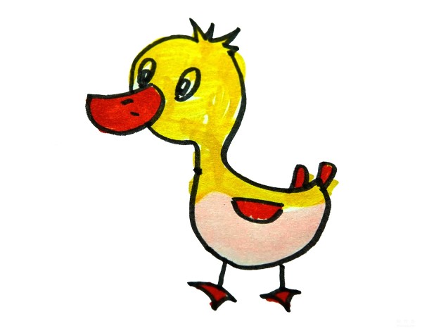 Learn to draw simple strokes, cute little yellow duck