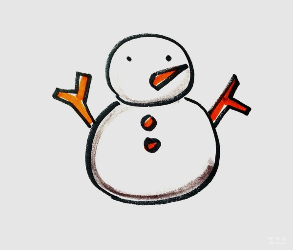 Learn to draw simple drawings, snowman