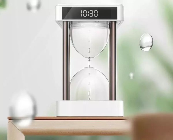 A very stylish hourglass-shaped air purifier