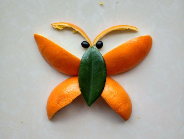 How to use orange peel to create a simple collage of small butterflies