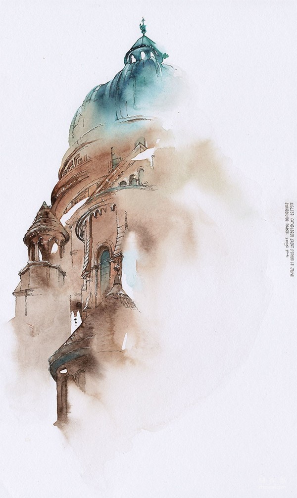 Fantastic watercolor painting of old buildings. Awesome.