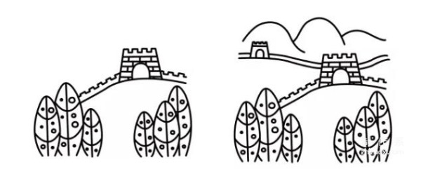 Learn to draw simple drawings, simple drawings of the Great Wall