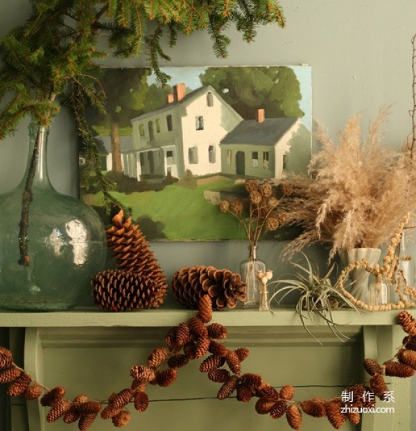  Handmade pine cone garland