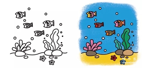 Learn to draw simple drawings, simple drawings of the underwater world