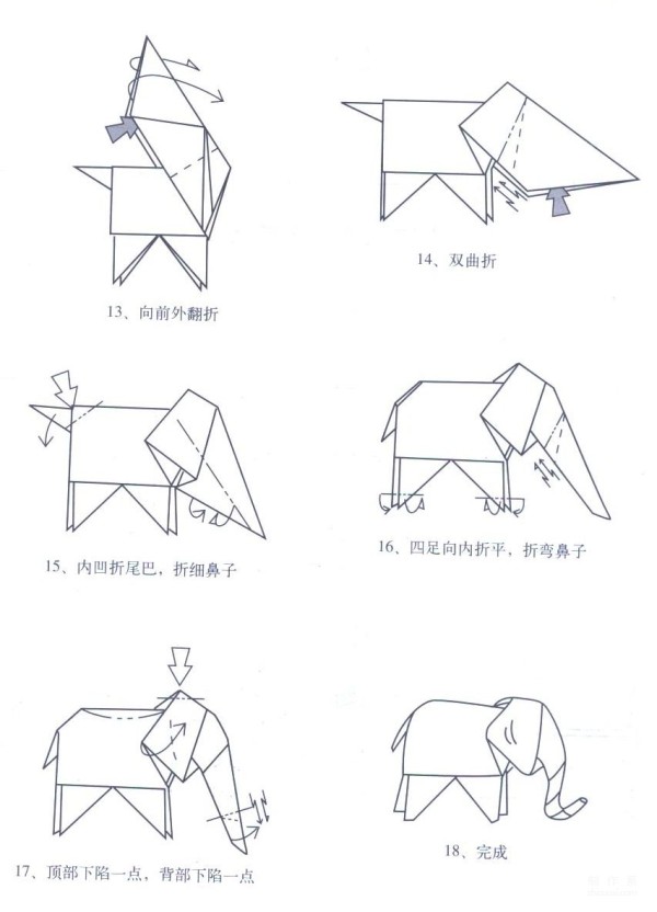 Paper art hand-making tutorial, Xu Juhong, animal origami elephant, hand-made origami drawing tutorial