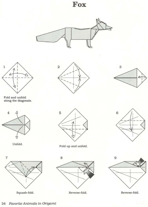 Paper art handmade origami art, John Montroll animal origami fox handmade origami drawing tutorial