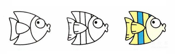 Learn to draw simple drawings, tropical fish