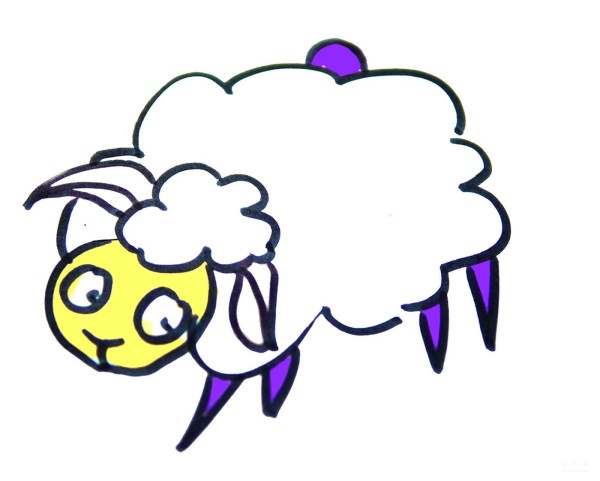 Learn to draw simple strokes, tutorial on how to draw a little sheep