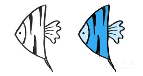 Learn to draw simple drawings, colorful simple drawings of tropical fish