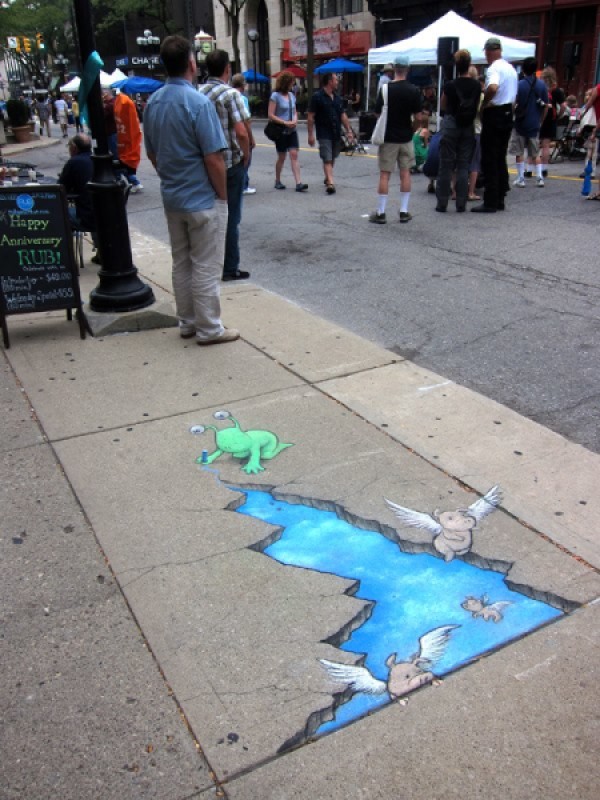 Creative 3D colorful chalk drawing