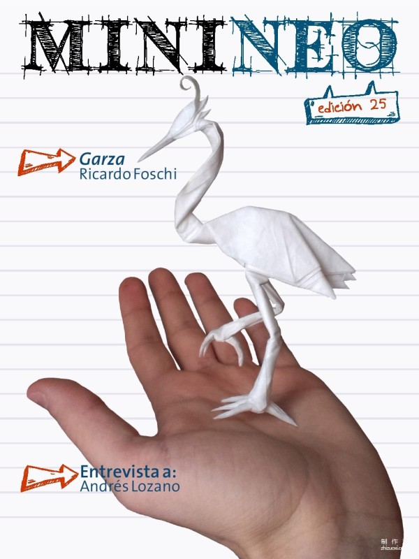 Bird origami, egret handmade origami illustrated tutorial