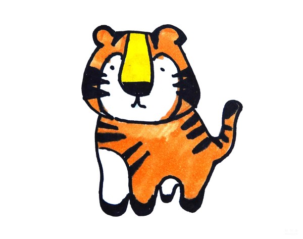 Learn to draw simple strokes, a simple way to draw a little tiger wearing a crown