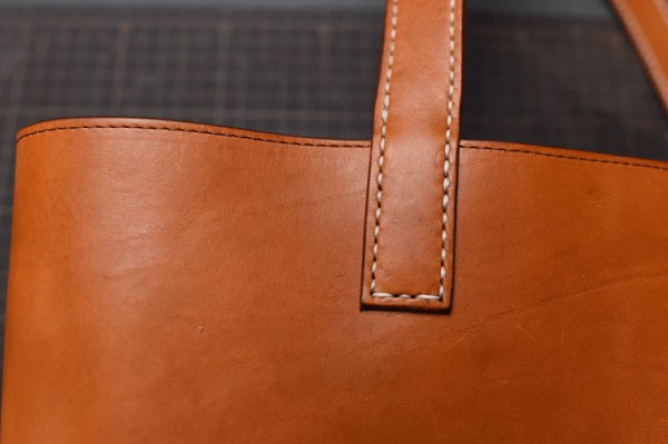 DIY hand-stitched Italian leather tote bag