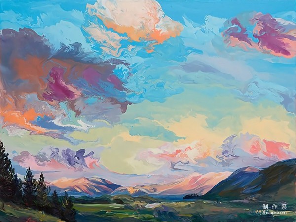 A beautiful painting of the sky in seven colors