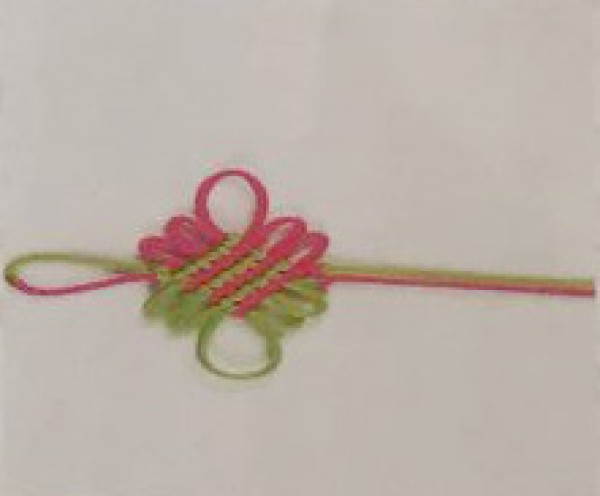 Illustration of three-turn long knot knitting method