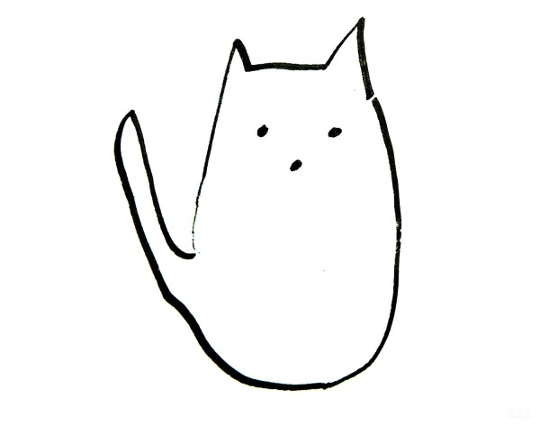 Learn to draw simple strokes, cat with tail