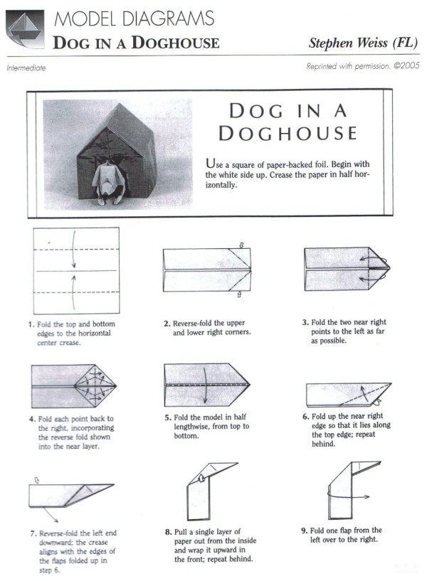 Paper craft hand-making tutorial, Stephen Weiss Dog in a Doghouse Hand-made origami drawing tutorial