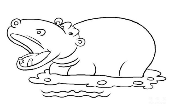 Big hippopotamus simple strokes picture