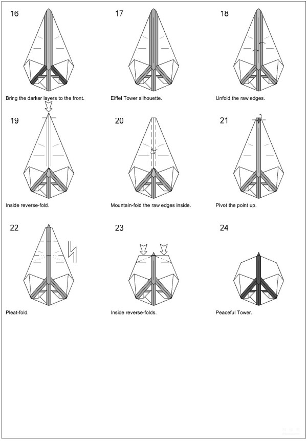 Paper art handmade origami tutorial, Quentin Trollip Peaceful Tower handmade origami drawing tutorial