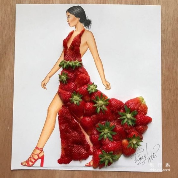 Fruit transformed into clothing art works