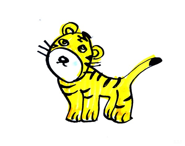 Learn to draw simple drawings of cute little tigers