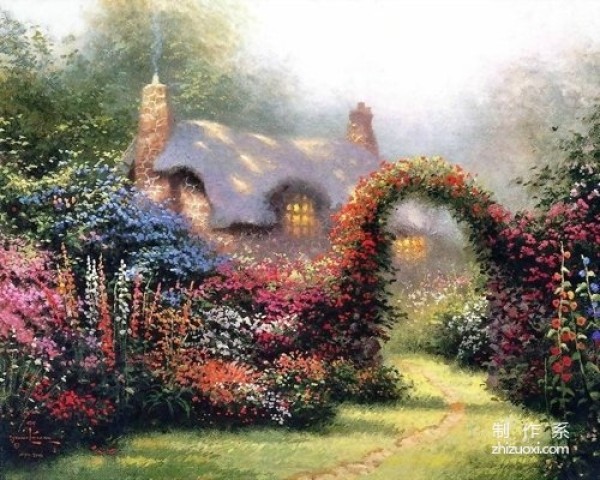 Beautiful illustration of dreamlike country house