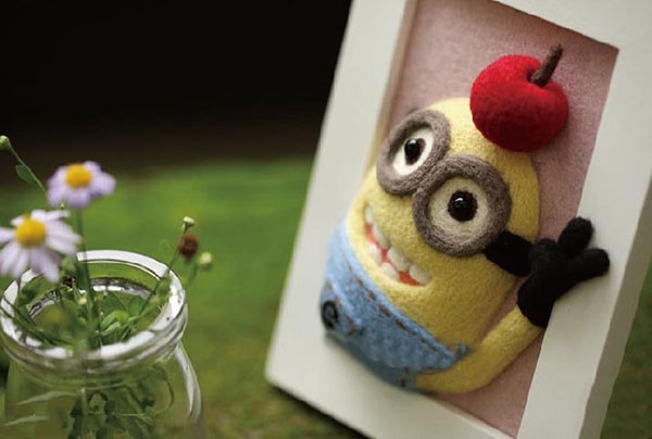 Handmade DIY creative wool felt cute minion photo frame