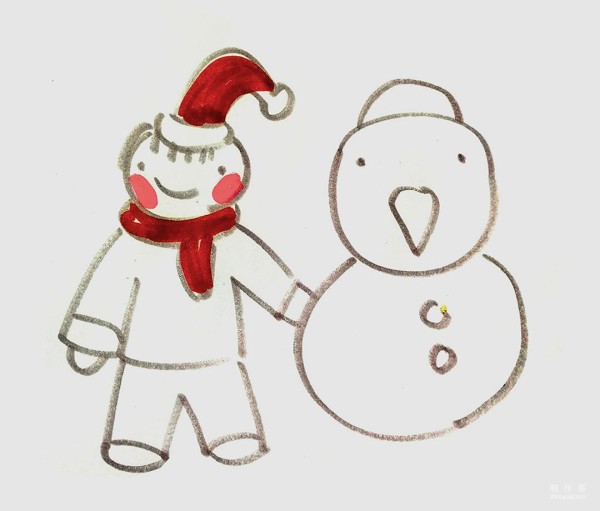 A collection of pictures of simple simple drawings for kindergarten children, a simple drawing method of a colorful snowman