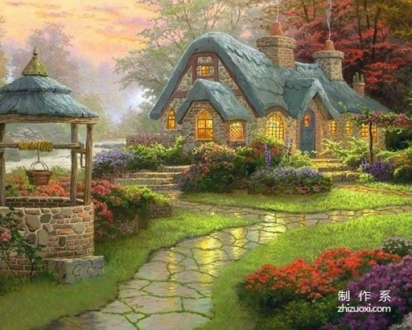 Beautiful illustration of dreamlike country house