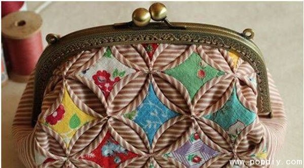 Fabric DIY creative handmade retro patchwork gold bag