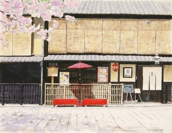 Illustrations by Japanese watercolor artist Hiroki - Strolling in Kyoto