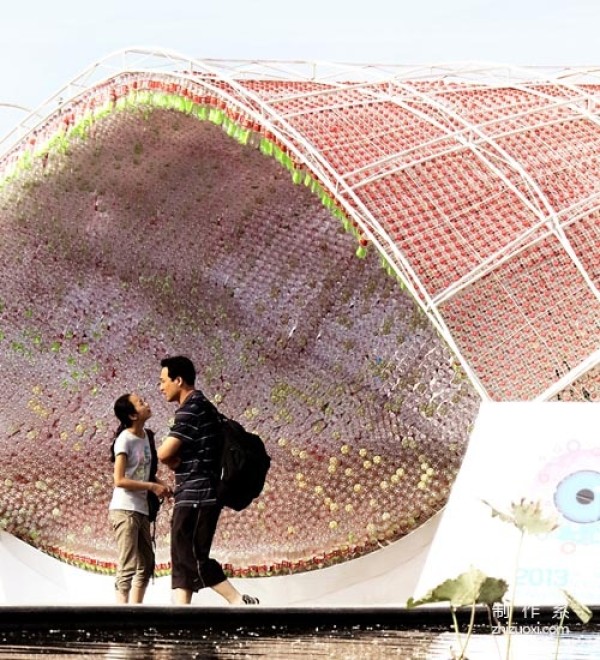 Art installation composed of Coke bottles