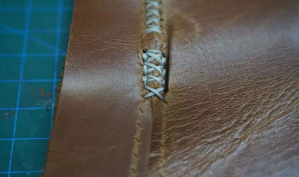 Handmade leather stitching