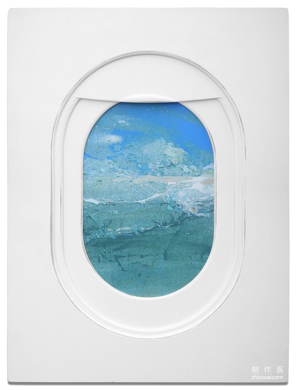 Creative paintings outside the airplane window, very beautiful scenery