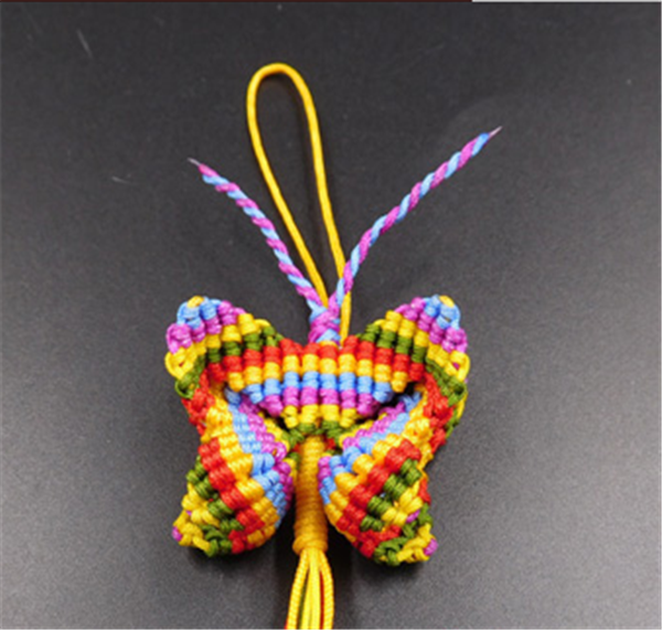 Creative weaving DIY beautiful butterfly car hangings made of purely handmade colorful threads