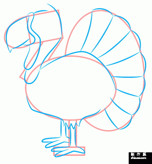 A collection of step-by-step pictures of simple drawings for kindergarten children, simple drawings of cute little animals, simple drawing methods of colored turkeys