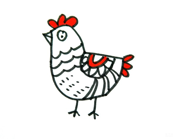 Learn to draw simple drawings, little rooster