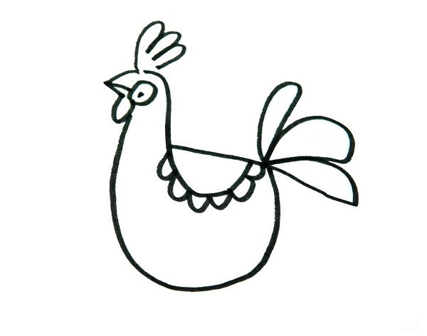 Learn to draw simple drawings, tutorials on how to draw a big colorful rooster