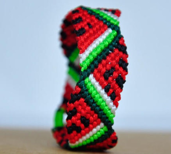 Handmade DIY silk thread braided watermelon bracelet